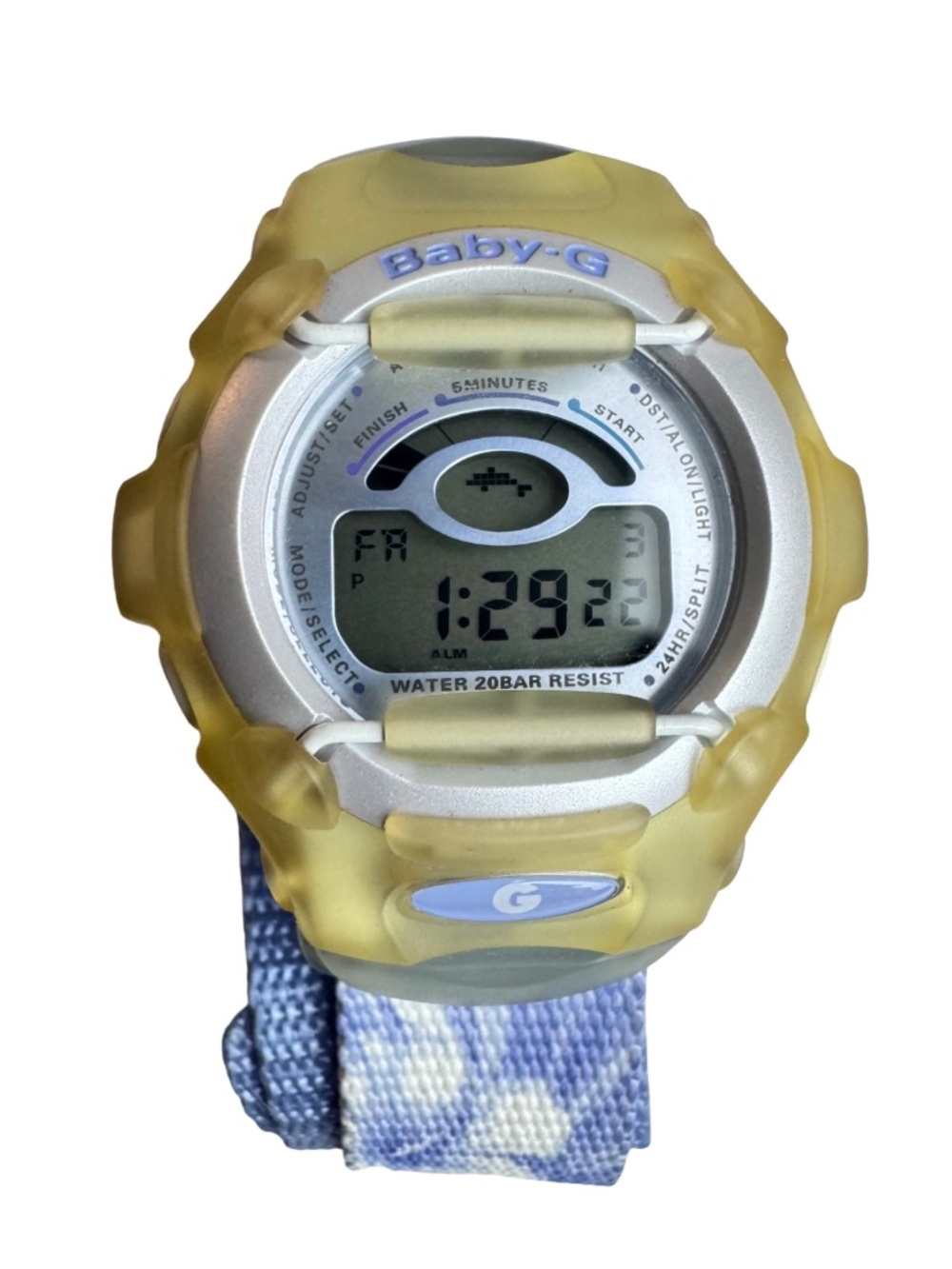 Casio Baby-G BGR-220 Digital Watch 2170 Nylon Strap Y2K Sport Korea Blue Yellow